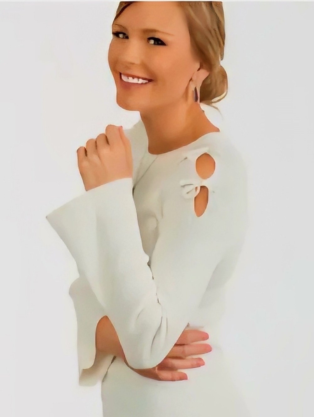 nwt Bow Cold Shoulder Ivory Long Sleeve Sweater In Size S/M